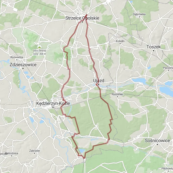 Miniatura mapy "Szlak Przez Buczki" - trasy rowerowej w Opolskie, Poland. Wygenerowane przez planer tras rowerowych Tarmacs.app