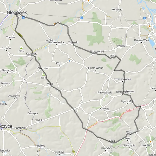 Miniatura mapy "Trasa rowerowa przez okolice Głogówka" - trasy rowerowej w Opolskie, Poland. Wygenerowane przez planer tras rowerowych Tarmacs.app