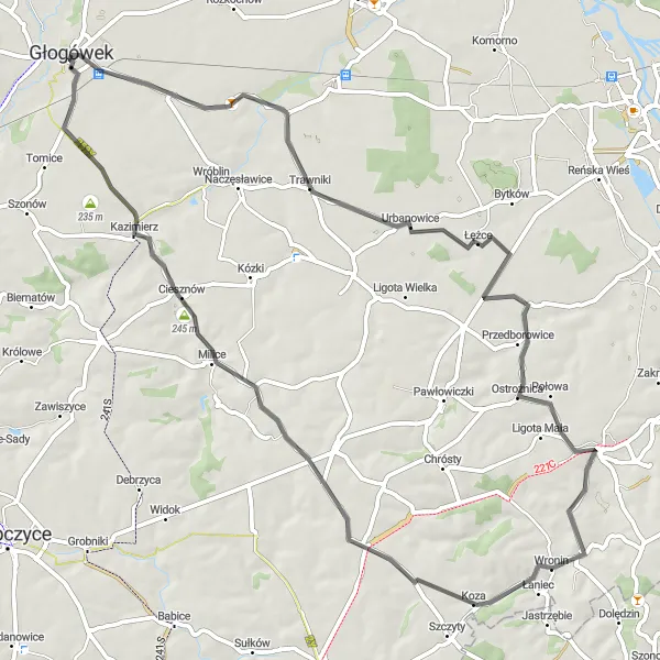 Map miniature of "Głogówek - Scenic Road Route" cycling inspiration in Opolskie, Poland. Generated by Tarmacs.app cycling route planner