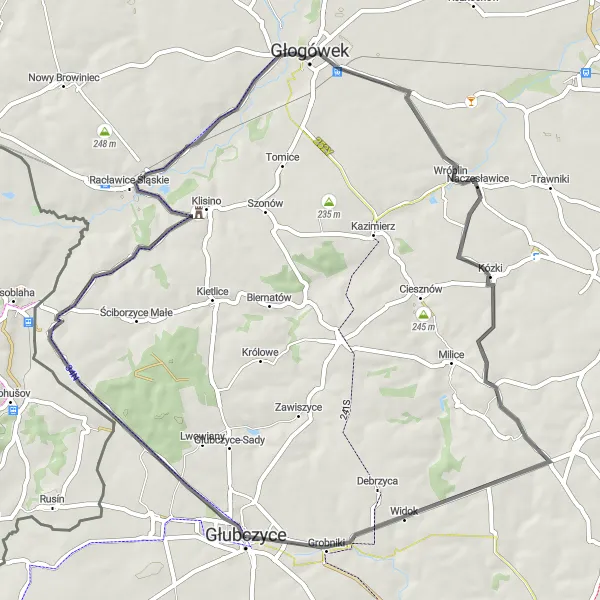 Map miniature of "Explore the rural beauty" cycling inspiration in Opolskie, Poland. Generated by Tarmacs.app cycling route planner