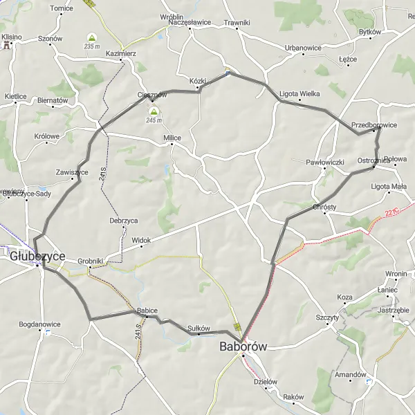 Miniatura mapy "Przejażdżka rowerowa przez Sułków i Bernacice" - trasy rowerowej w Opolskie, Poland. Wygenerowane przez planer tras rowerowych Tarmacs.app