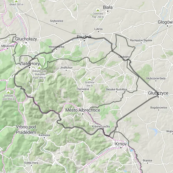 Miniatura mapy "Wycieczka rowerowa przez Pietrowice i Dytmarów" - trasy rowerowej w Opolskie, Poland. Wygenerowane przez planer tras rowerowych Tarmacs.app