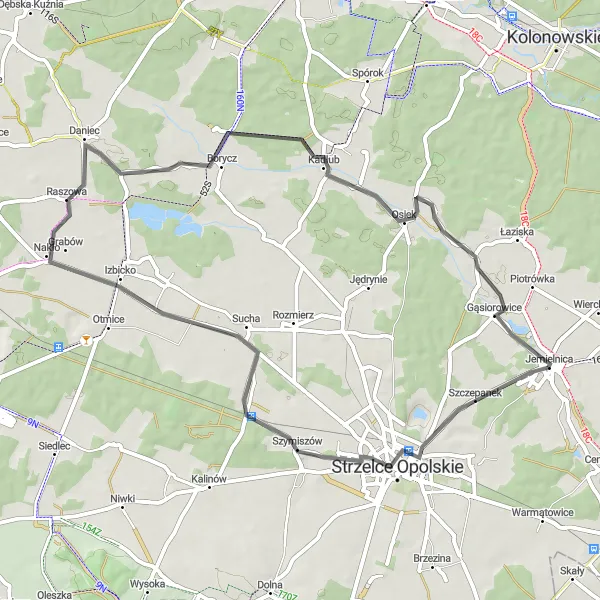 Map miniature of "Scenic Road Ride to Kadłub" cycling inspiration in Opolskie, Poland. Generated by Tarmacs.app cycling route planner