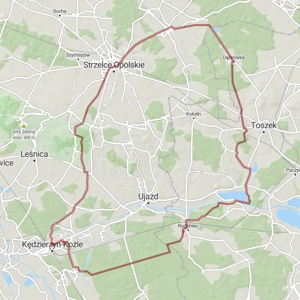 Miniatura mapy "Trasa Gravelowa do Strzeleckich Opolskich" - trasy rowerowej w Opolskie, Poland. Wygenerowane przez planer tras rowerowych Tarmacs.app