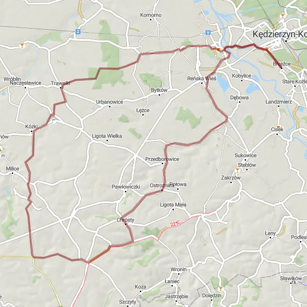 Miniatura mapy "Szlak Rowerowy Reńska Wieś - Większyce" - trasy rowerowej w Opolskie, Poland. Wygenerowane przez planer tras rowerowych Tarmacs.app