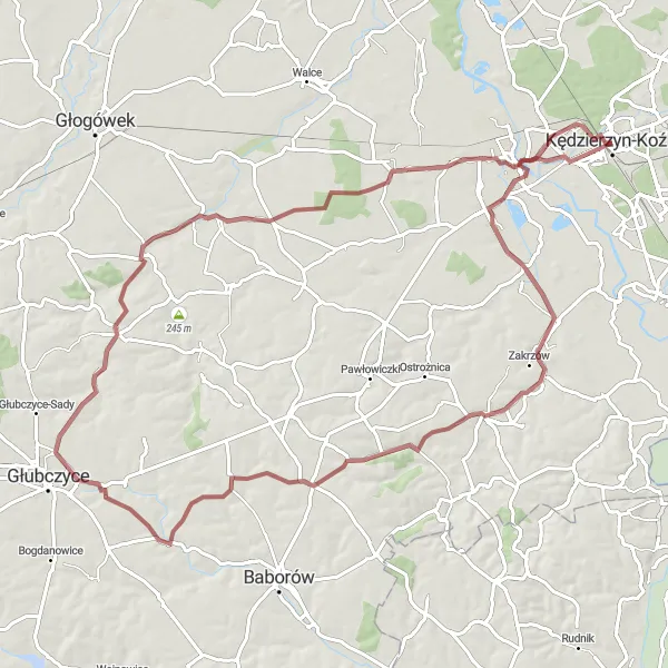 Map miniature of "Kędzierzyn-Koźle to Radoszowy Round Trip" cycling inspiration in Opolskie, Poland. Generated by Tarmacs.app cycling route planner