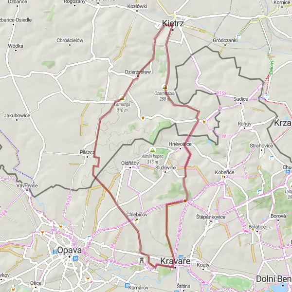 Map miniature of "Gravel Adventure in Opolskie" cycling inspiration in Opolskie, Poland. Generated by Tarmacs.app cycling route planner