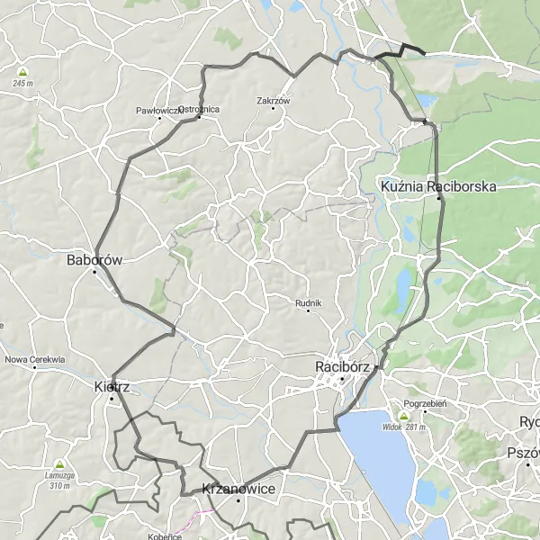 Map miniature of "Road Cycling Adventure to Třebom" cycling inspiration in Opolskie, Poland. Generated by Tarmacs.app cycling route planner