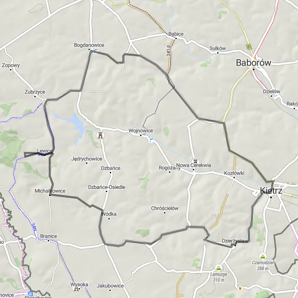 Map miniature of "Opolskie Countryside" cycling inspiration in Opolskie, Poland. Generated by Tarmacs.app cycling route planner