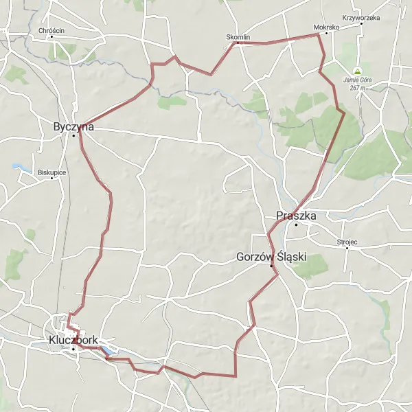 Miniatura mapy "Szlak Dobiercice - Ligota Zamecka" - trasy rowerowej w Opolskie, Poland. Wygenerowane przez planer tras rowerowych Tarmacs.app