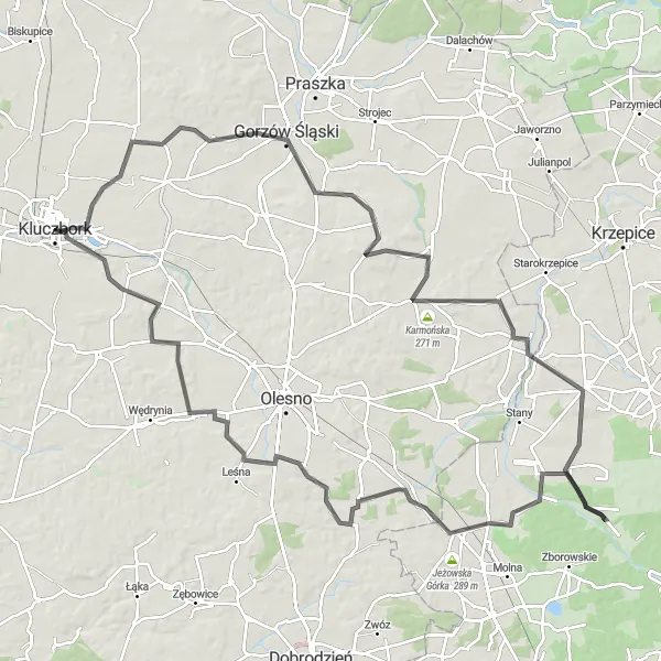 Map miniature of "Opolskie Adventure" cycling inspiration in Opolskie, Poland. Generated by Tarmacs.app cycling route planner