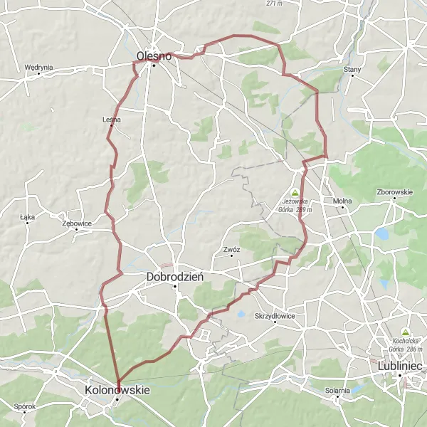 Miniatura mapy "Trasa Szlakiem Jeżowskiej Górki" - trasy rowerowej w Opolskie, Poland. Wygenerowane przez planer tras rowerowych Tarmacs.app
