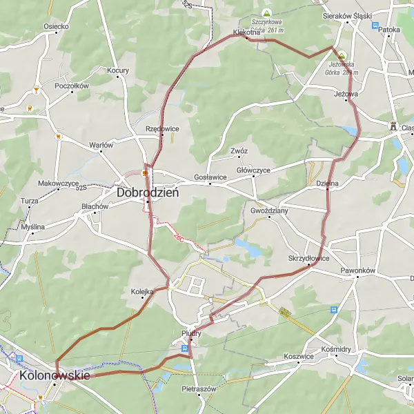 Miniatura mapy "Przejażdżka przez Dzielne i Pludry" - trasy rowerowej w Opolskie, Poland. Wygenerowane przez planer tras rowerowych Tarmacs.app