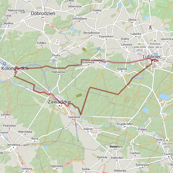 Miniatura mapy "Trasa doświadczonych gravelowców" - trasy rowerowej w Opolskie, Poland. Wygenerowane przez planer tras rowerowych Tarmacs.app