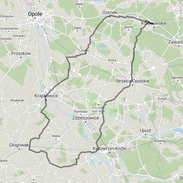Miniatura mapy "Otoczony Naturą do Biedrzychowic" - trasy rowerowej w Opolskie, Poland. Wygenerowane przez planer tras rowerowych Tarmacs.app