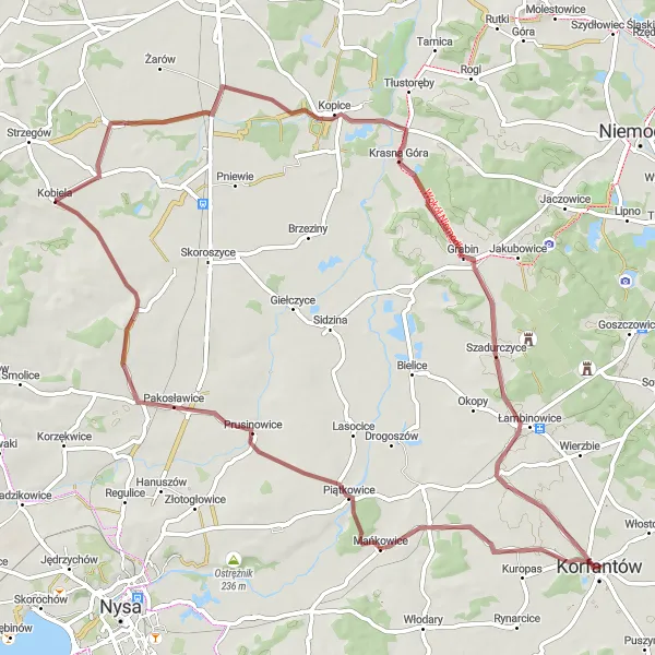 Miniatura mapy "Przejażdżka po wzgórzach i dolinach" - trasy rowerowej w Opolskie, Poland. Wygenerowane przez planer tras rowerowych Tarmacs.app
