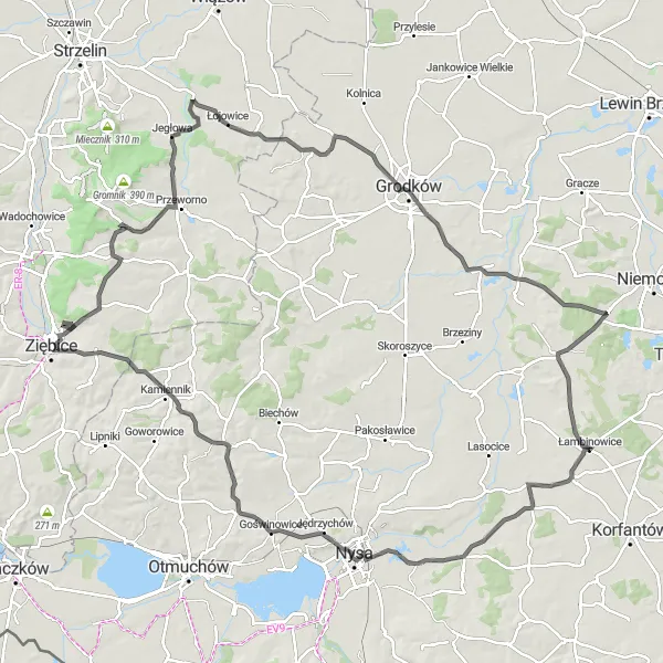 Miniatura mapy "Szlak Wieża Ziębicka" - trasy rowerowej w Opolskie, Poland. Wygenerowane przez planer tras rowerowych Tarmacs.app