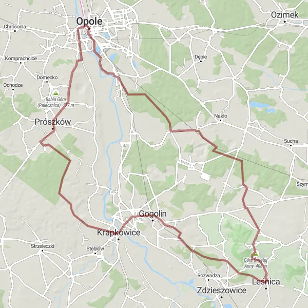 Map miniature of "Rural Beauty and Historic Gems" cycling inspiration in Opolskie, Poland. Generated by Tarmacs.app cycling route planner