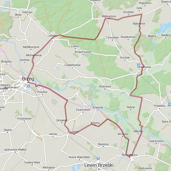 Miniatura mapy "Trasa Gravelowa Michałowice - Różyna" - trasy rowerowej w Opolskie, Poland. Wygenerowane przez planer tras rowerowych Tarmacs.app