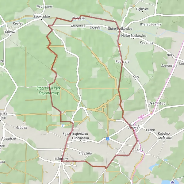 Map miniature of "Adventure in the Opolskie Countryside" cycling inspiration in Opolskie, Poland. Generated by Tarmacs.app cycling route planner