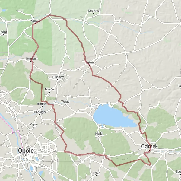 Map miniature of "Explore the Countryside" cycling inspiration in Opolskie, Poland. Generated by Tarmacs.app cycling route planner