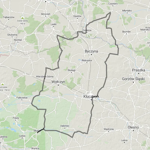 Map miniature of "Riders' Paradise" cycling inspiration in Opolskie, Poland. Generated by Tarmacs.app cycling route planner