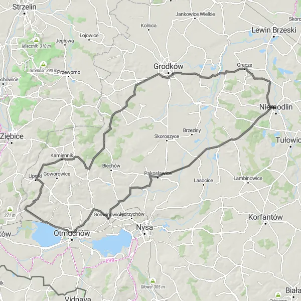 Miniatura mapy "Wyprawa do Jędrzejowa i z powrotem" - trasy rowerowej w Opolskie, Poland. Wygenerowane przez planer tras rowerowych Tarmacs.app