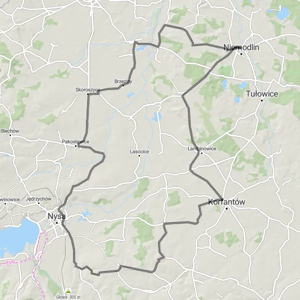 Map miniature of "The Ultimate Road Challenge" cycling inspiration in Opolskie, Poland. Generated by Tarmacs.app cycling route planner