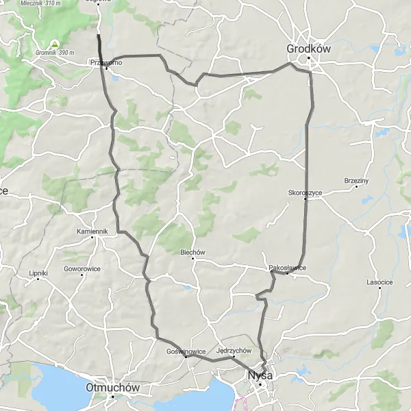 Miniatura mapy "Trasa Szosowa do Wieży Ziębickiej" - trasy rowerowej w Opolskie, Poland. Wygenerowane przez planer tras rowerowych Tarmacs.app