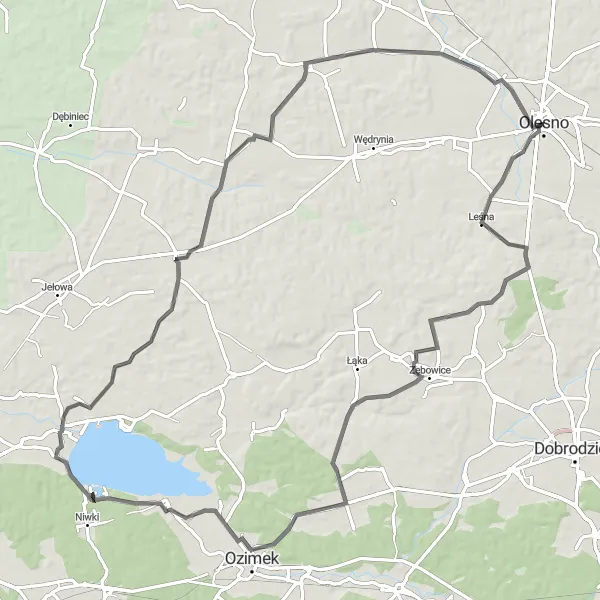 Map miniature of "Grodziec and Antoniów Loop" cycling inspiration in Opolskie, Poland. Generated by Tarmacs.app cycling route planner