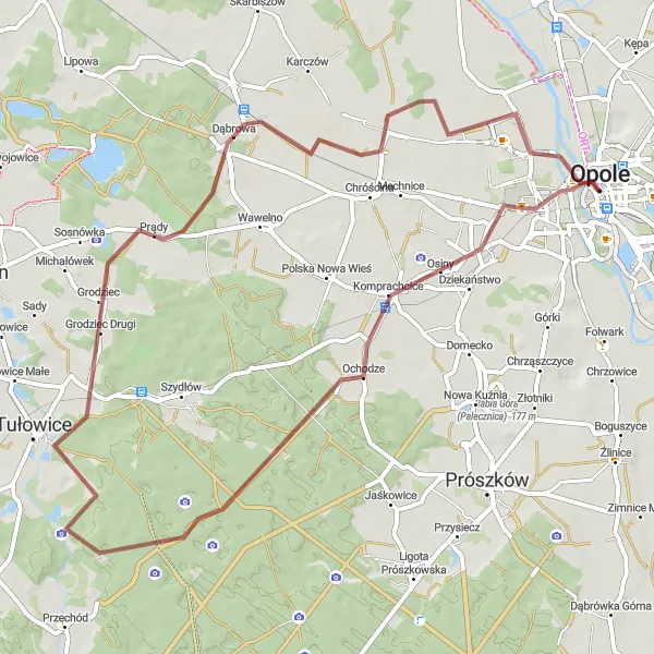 Map miniature of "Opole Gravel and Countryside" cycling inspiration in Opolskie, Poland. Generated by Tarmacs.app cycling route planner