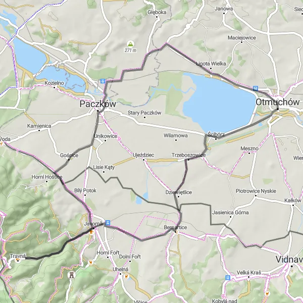 Map miniature of "Road Tour with Cultural Gems" cycling inspiration in Opolskie, Poland. Generated by Tarmacs.app cycling route planner