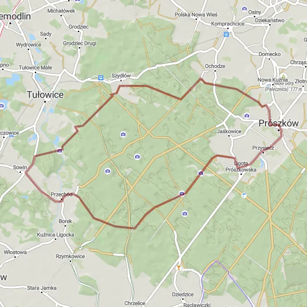 Miniatura mapy "Przejażdżka po malowniczych terenach na trasie przez Szydłów i Przysiecz" - trasy rowerowej w Opolskie, Poland. Wygenerowane przez planer tras rowerowych Tarmacs.app