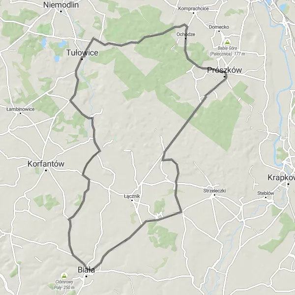 Miniatura mapy "Trasa przez Serwitut i Borek" - trasy rowerowej w Opolskie, Poland. Wygenerowane przez planer tras rowerowych Tarmacs.app
