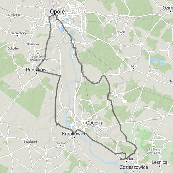 Miniatura mapy "Trasa przez Złotniki i Otmęt" - trasy rowerowej w Opolskie, Poland. Wygenerowane przez planer tras rowerowych Tarmacs.app