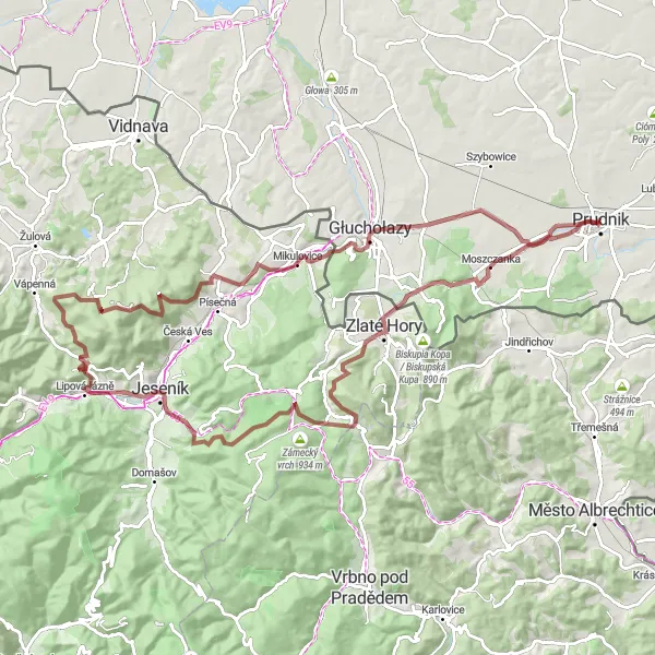 Miniatura mapy "Ekstremalny rajd do Glorietty" - trasy rowerowej w Opolskie, Poland. Wygenerowane przez planer tras rowerowych Tarmacs.app