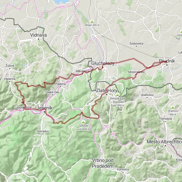 Map miniature of "Młyńska Góra Loop" cycling inspiration in Opolskie, Poland. Generated by Tarmacs.app cycling route planner