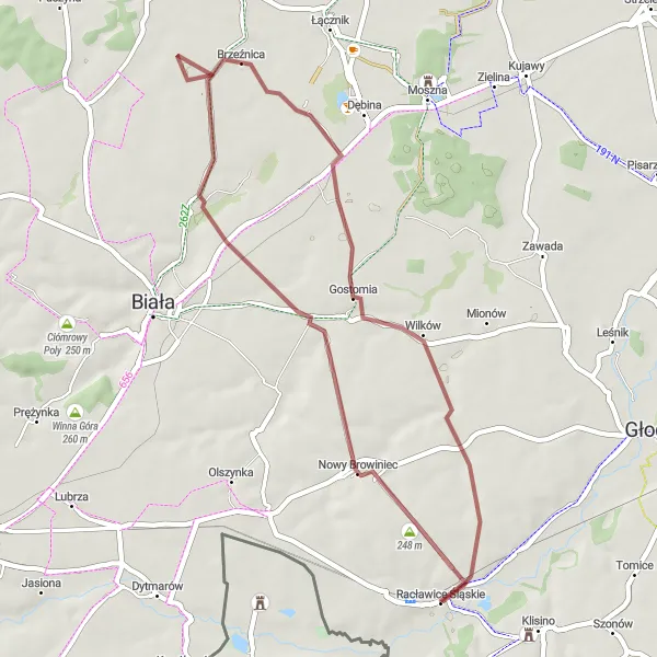 Miniatura mapy "Trasa na rowerze szosowym przez Browiniec Polski" - trasy rowerowej w Opolskie, Poland. Wygenerowane przez planer tras rowerowych Tarmacs.app
