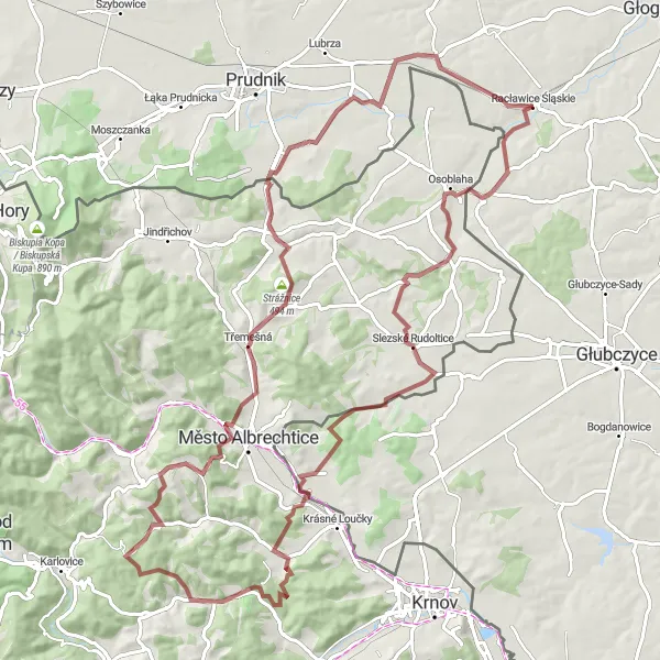Miniatura mapy "Trasa rowerowa górska przez wiejskie okolice" - trasy rowerowej w Opolskie, Poland. Wygenerowane przez planer tras rowerowych Tarmacs.app
