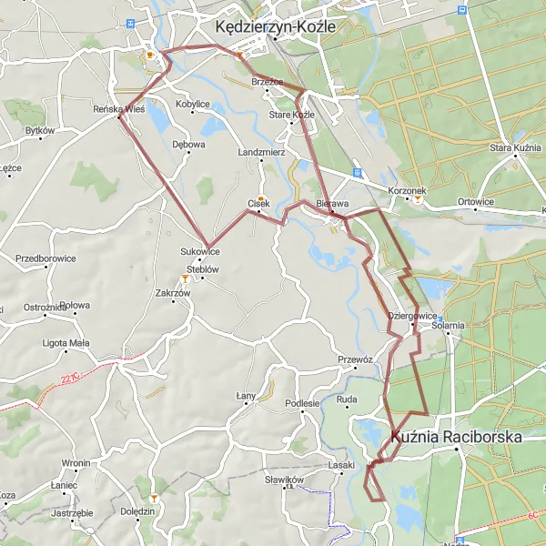 Miniatura mapy "Trasa gravelowa do Lubieszowa" - trasy rowerowej w Opolskie, Poland. Wygenerowane przez planer tras rowerowych Tarmacs.app