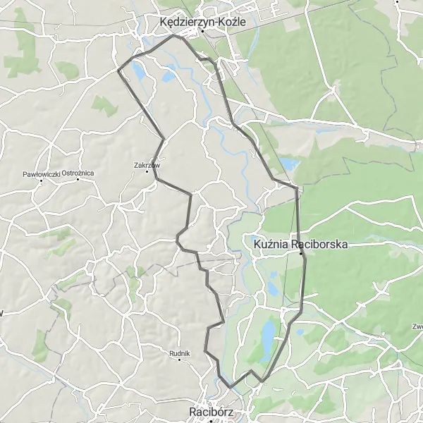 Miniatura mapy "Trasa Szosowa przez Stare Koźle i Babice" - trasy rowerowej w Opolskie, Poland. Wygenerowane przez planer tras rowerowych Tarmacs.app