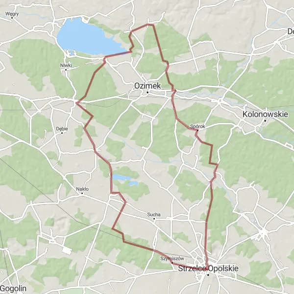 Map miniature of "Rożniątów Gravel Adventure" cycling inspiration in Opolskie, Poland. Generated by Tarmacs.app cycling route planner