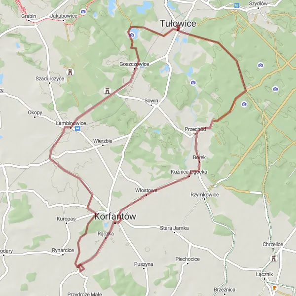 Miniatura mapy "Trasa Gravelowa przez Borek i Rączkę" - trasy rowerowej w Opolskie, Poland. Wygenerowane przez planer tras rowerowych Tarmacs.app