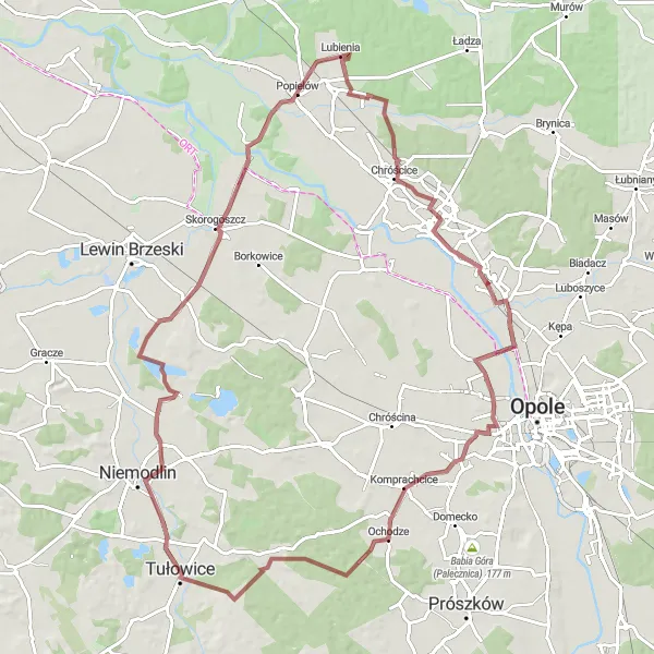 Miniatura mapy "Trasa Gravelowa przez Popielów i Borki" - trasy rowerowej w Opolskie, Poland. Wygenerowane przez planer tras rowerowych Tarmacs.app