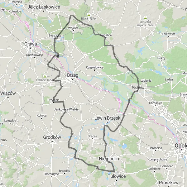 Miniatura mapy "Wycieczka przez Wieś i Naturę" - trasy rowerowej w Opolskie, Poland. Wygenerowane przez planer tras rowerowych Tarmacs.app