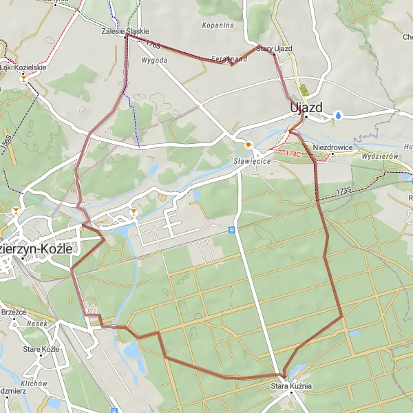 Miniatura mapy "Trasa rowerowa przez Ujazd" - trasy rowerowej w Opolskie, Poland. Wygenerowane przez planer tras rowerowych Tarmacs.app