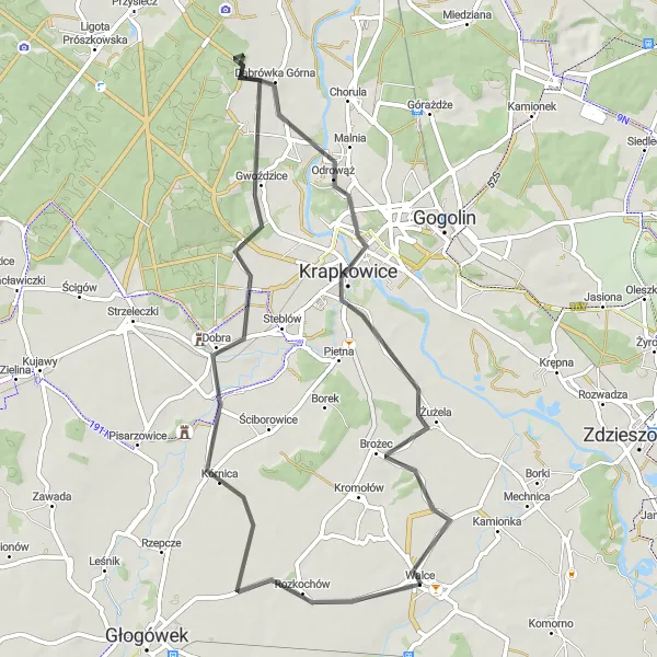 Miniatura mapy "Trasa przez Kórnica i Żużela" - trasy rowerowej w Opolskie, Poland. Wygenerowane przez planer tras rowerowych Tarmacs.app