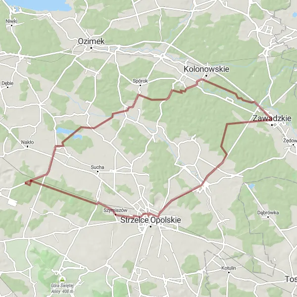 Map miniature of "Jemielnica Loop" cycling inspiration in Opolskie, Poland. Generated by Tarmacs.app cycling route planner