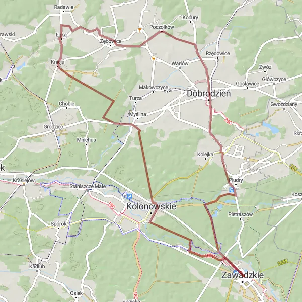 Miniatura mapy "Przez Kolonowskie do Bzinicy Starej" - trasy rowerowej w Opolskie, Poland. Wygenerowane przez planer tras rowerowych Tarmacs.app