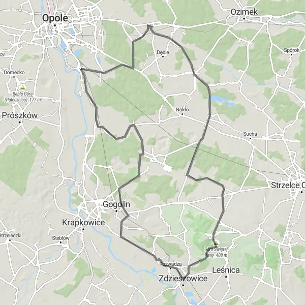 Map miniature of "The Wysoka Challenge" cycling inspiration in Opolskie, Poland. Generated by Tarmacs.app cycling route planner